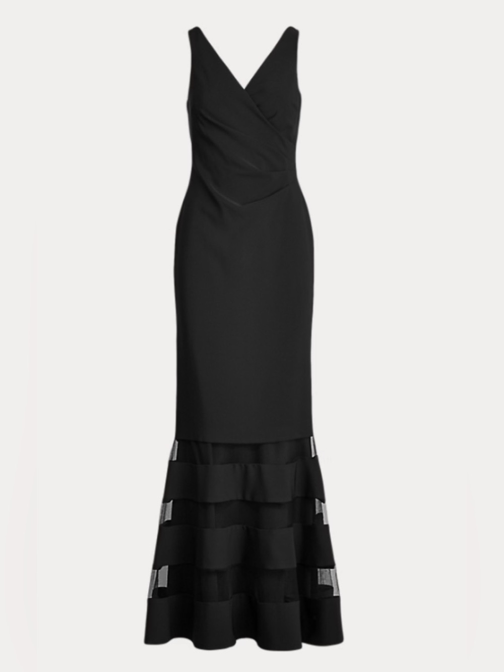 Ralph Lauren Black  Sleeveless V-Neck Draped Maxi Dress size16